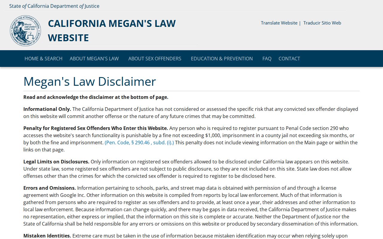 Rocklin public records search through the California Megan's Law registry