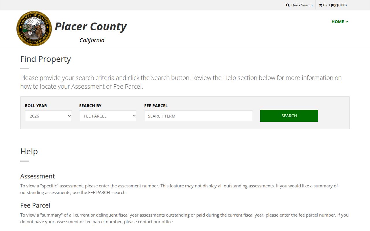 Rocklin public records tax bill search fields for Placer County
