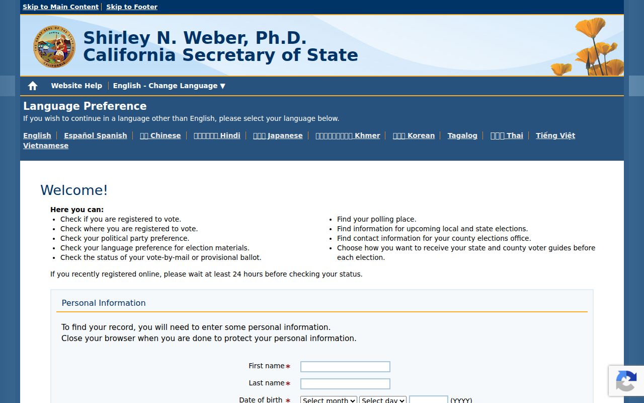 Rocklin voter registration My Voter Status lookup