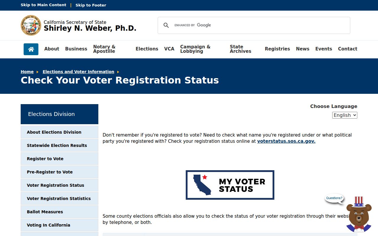 Rocklin voter registration status instructions from California
